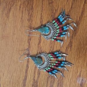 Multicolor beaded dangle earrings